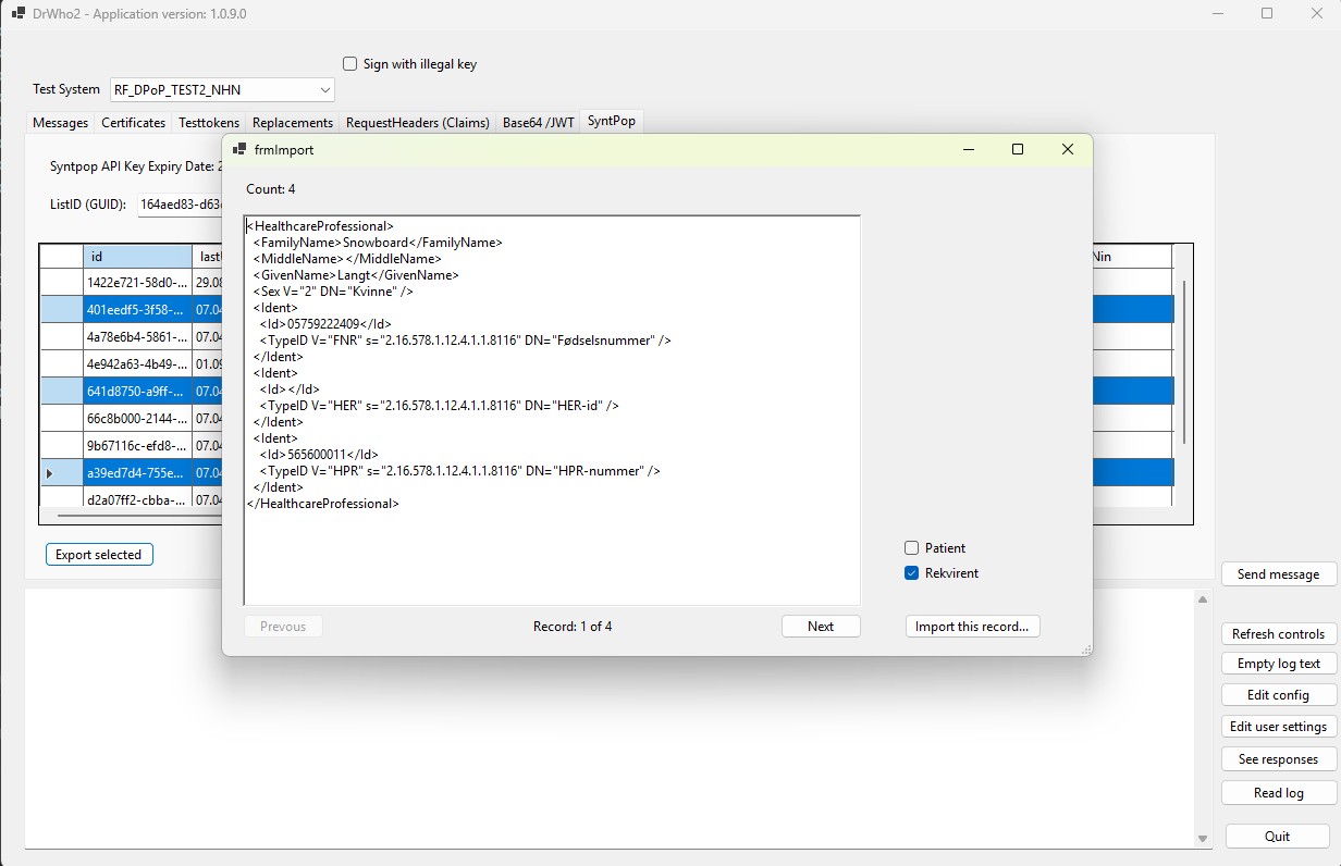 Import av syntpop data